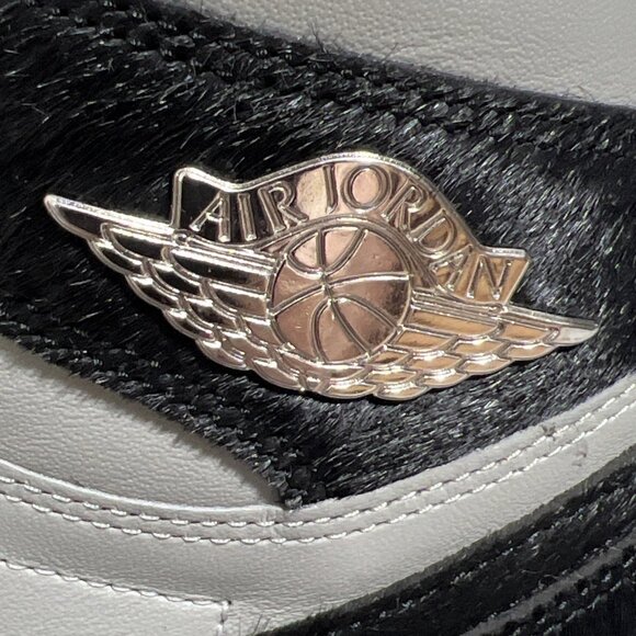 Nike Air Jordan 1 Retro High OG Shoes Black Grey Bovine Fur Mens 10.5 Womens 12 - Picture 8 of 16